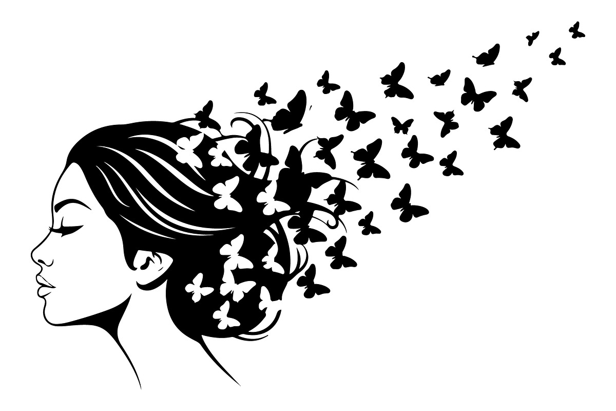Woman Butterfly Hair Silhouette, an Object Illustration by yasushie (Photo 3 of 31)