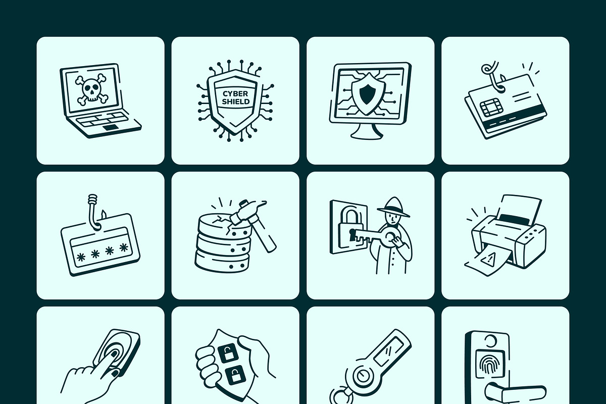 Cyber Security Doodle Icon Set, an Outline Icon by Vectors Market (Photo 7 of 7)