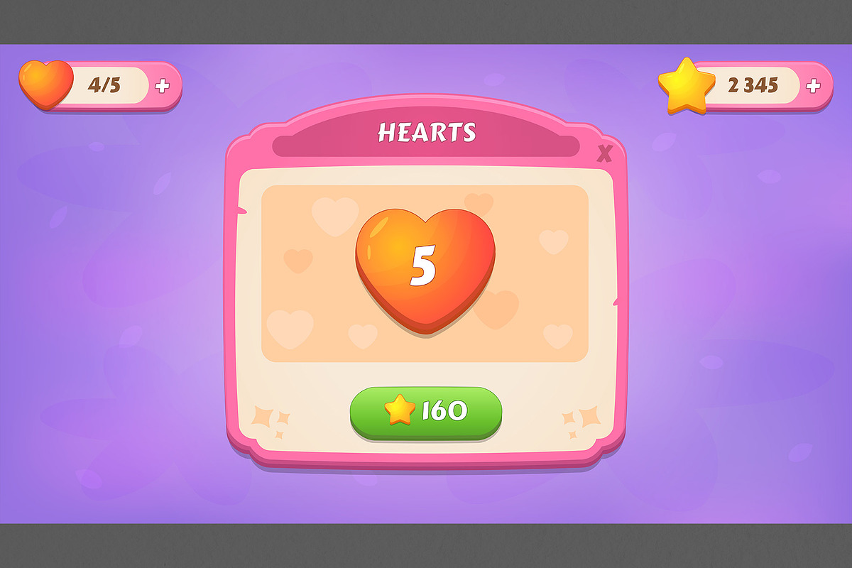 Pink GUI pack, casual, an UI Kit Template by KartInnka (Photo 7 of 15)