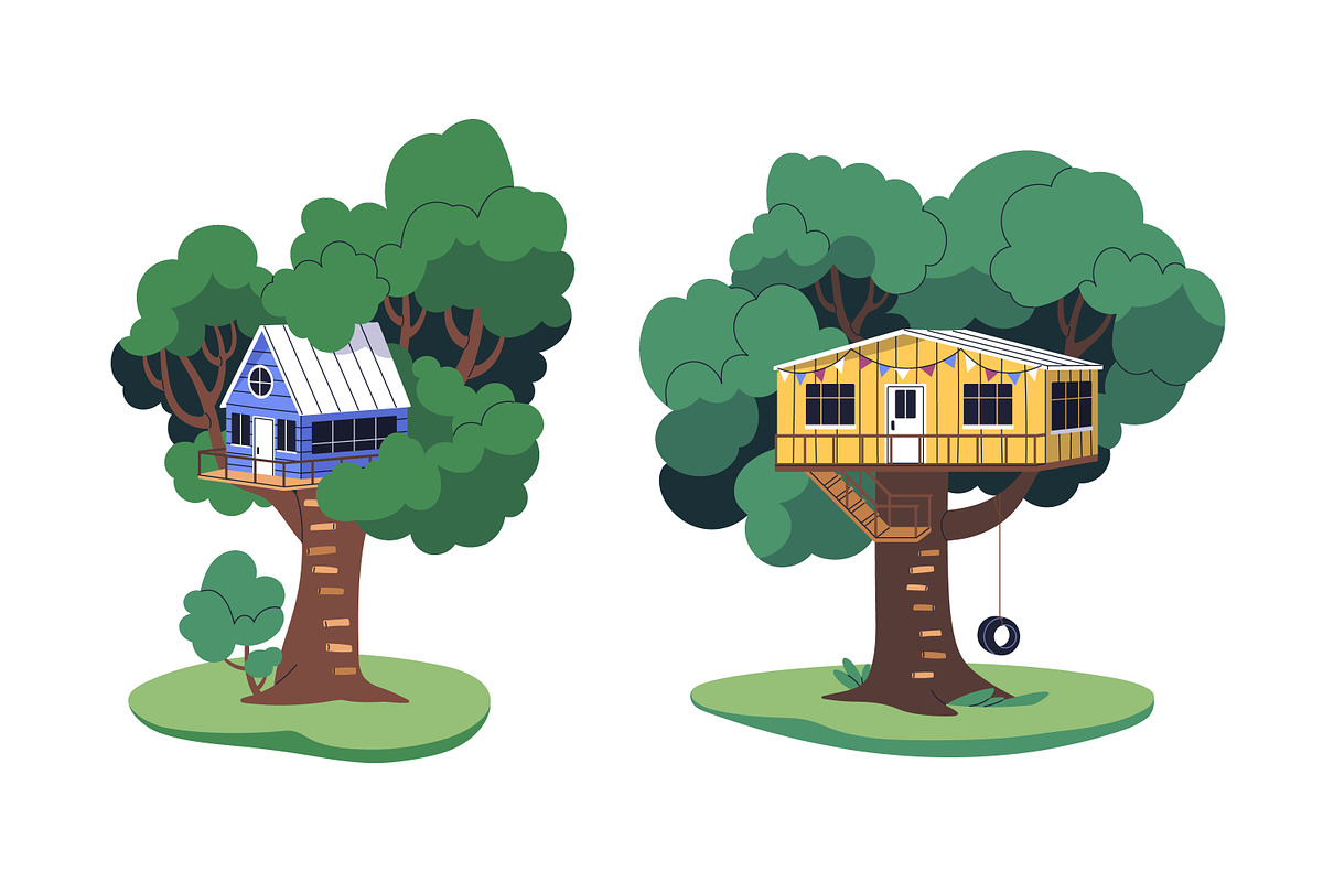 Wood tree houses. Nature treehouses, an Object Illustration by Good Studio (Photo 2 of 5)