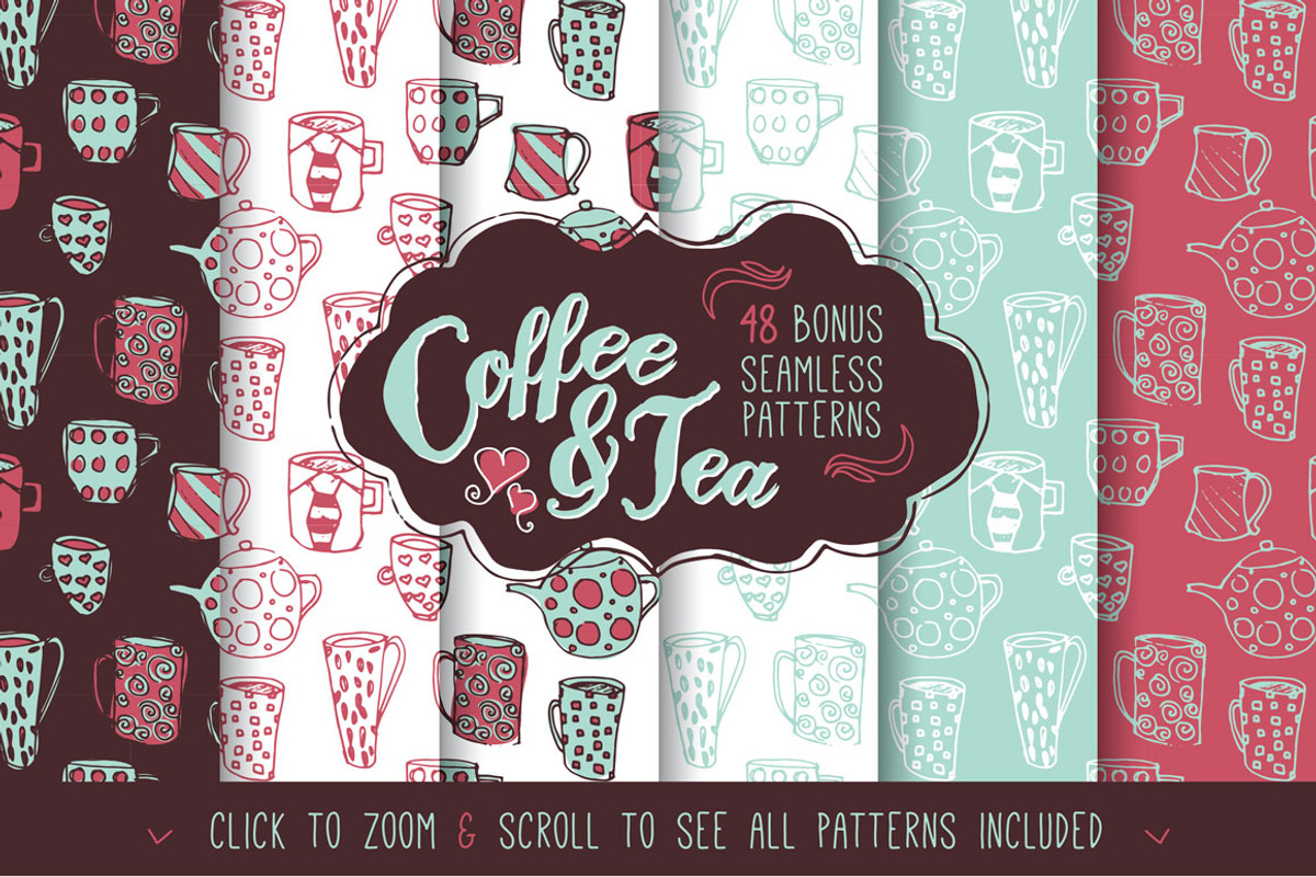 Coffee & Tea Icon/Pattern Pack preview 3