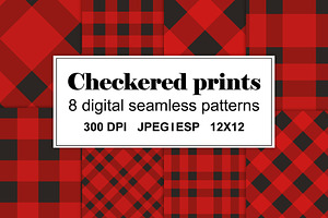 Checkered plain seamless patterns