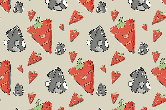 Seamless pattern the cute rabbit preview 2