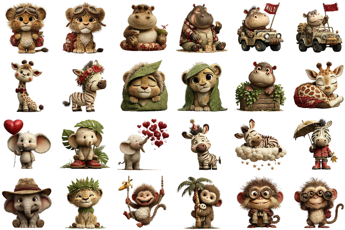 Watercolor Safari Friends Clipart, an Illustration by Sublimation Artist (Photo 2 of 6)