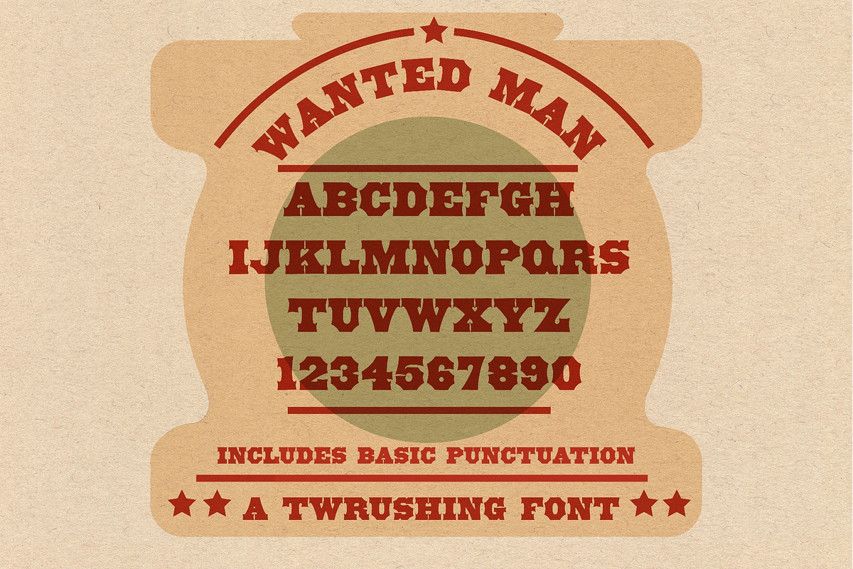 WANTED MAN VINTAGE WOODTYPE, a Font by TWRUSHING (Photo 2 of 2)