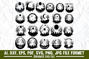 Gothic Graveyard Moon, Halloween svg, a Graphic by VectorArtPrintableDesign