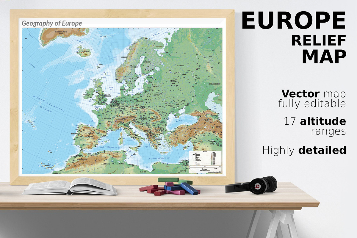 Shaded Relief Map of Europe, an Education Illustration by Cartorical (Photo 2 of 8)