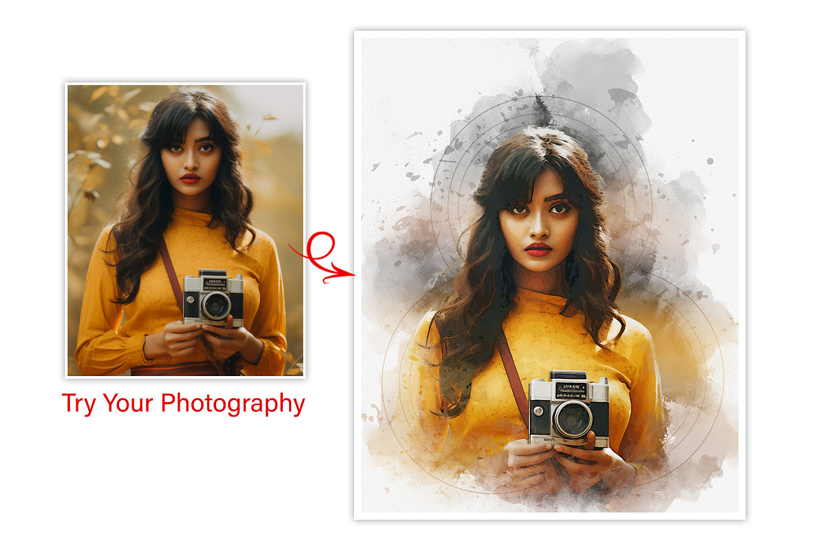 Costume Watercolor portrait Painting, an Action Add-On by MRI STUDIO (Photo 5 of 15)