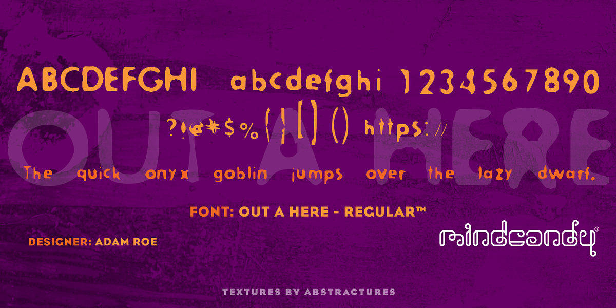 Outahere™, a Sans Serif Font by MINDCANDY (Photo 1 of 3)