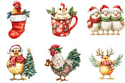 Funny Chicken Christmas Clipart PNG, a Seasonal Illustration by Designking (Thumbnail 3 of 4)