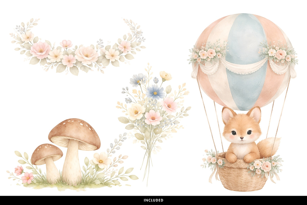 Soft Woodland Animal Nursery Clipart, a Decorative Illustration by illuztrate (Photo 5 of 10)