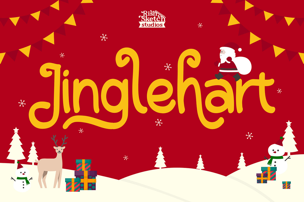 Jinglehart - Christmas Font, a Sans Serif Font by Rishsketch (Photo 1 of 15)