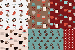 Coffee And Tea Vector Patterns