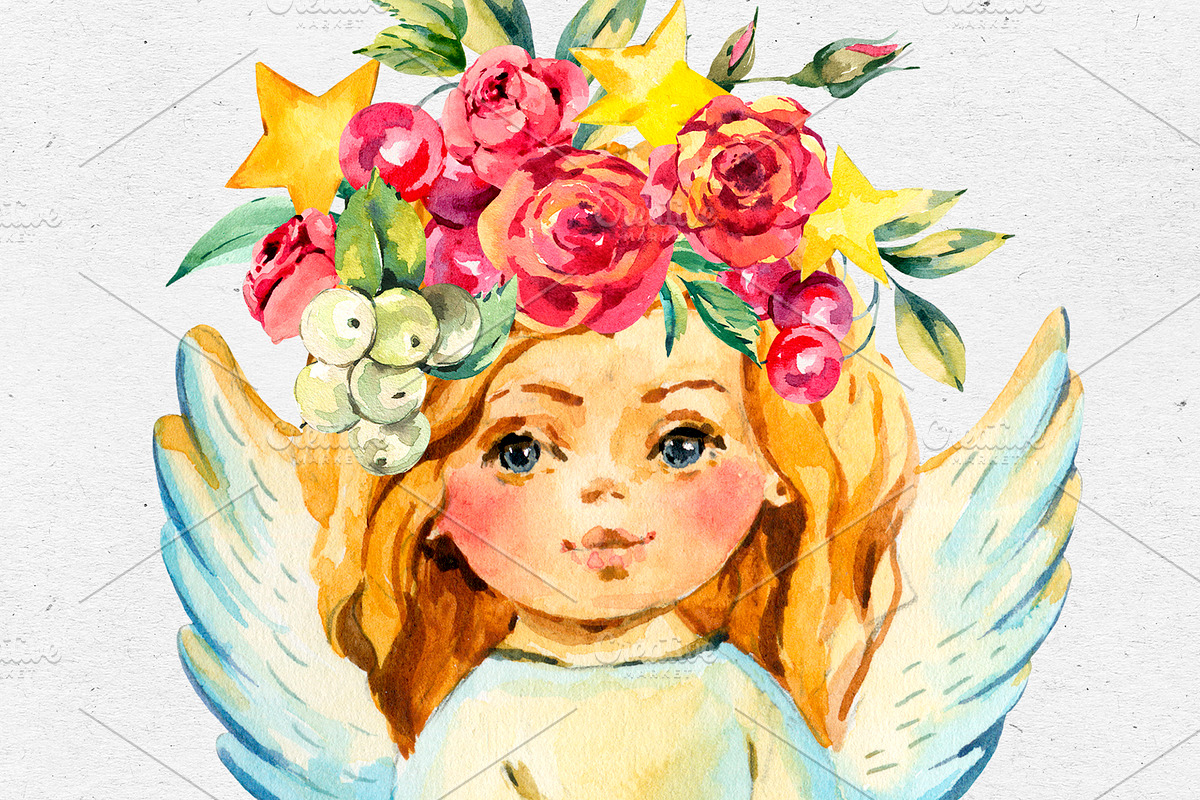 Watercolor angel-Wings clipart, an Illustration by Depiano (Photo 6 of 8)