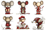 Whimsical Christmas Mouse Clipart, an Illustration by Craft Nest (Thumbnail 3 of 10)