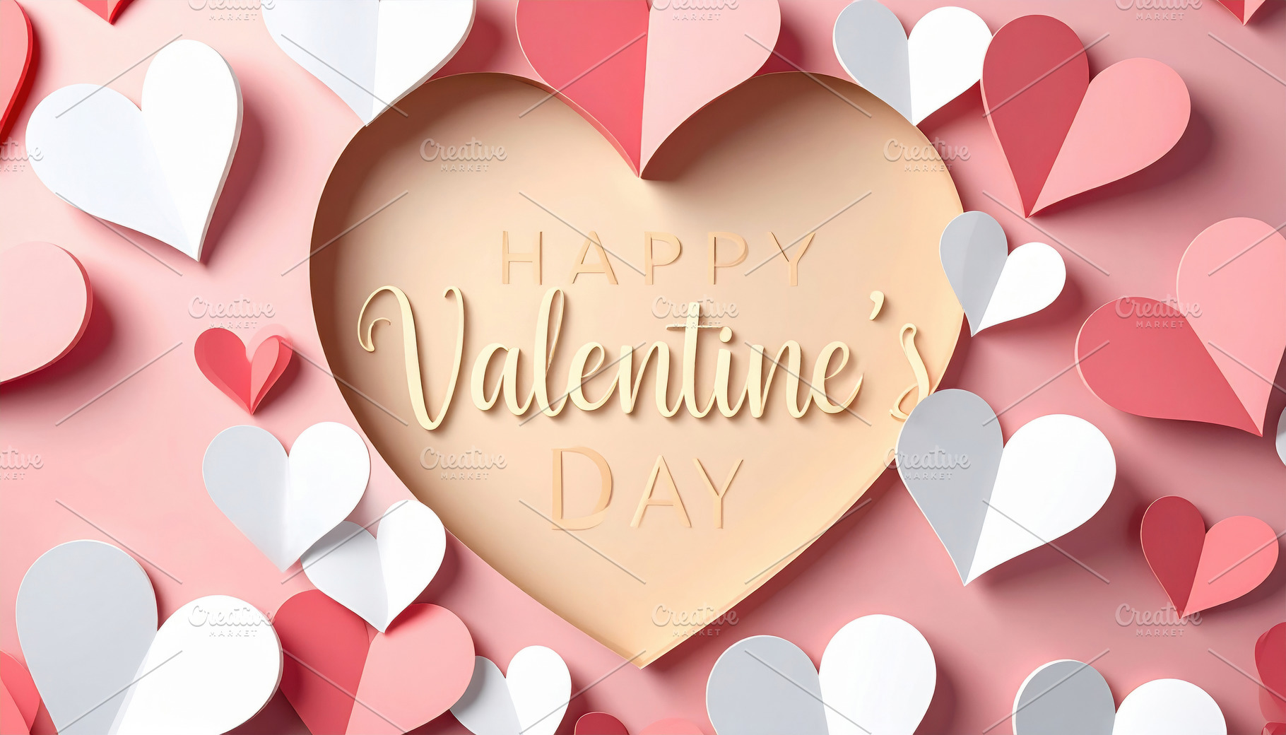 Happy Valentine’s Day Paper Hearts, a Holiday Photo by Davizro's Market