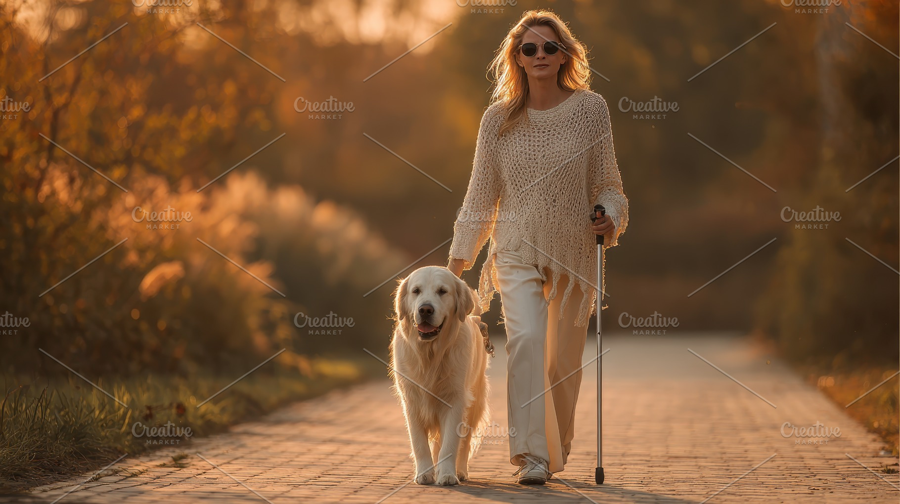 Woman with Golden Retriever Guide Do, a Photo by Pixeness Studio