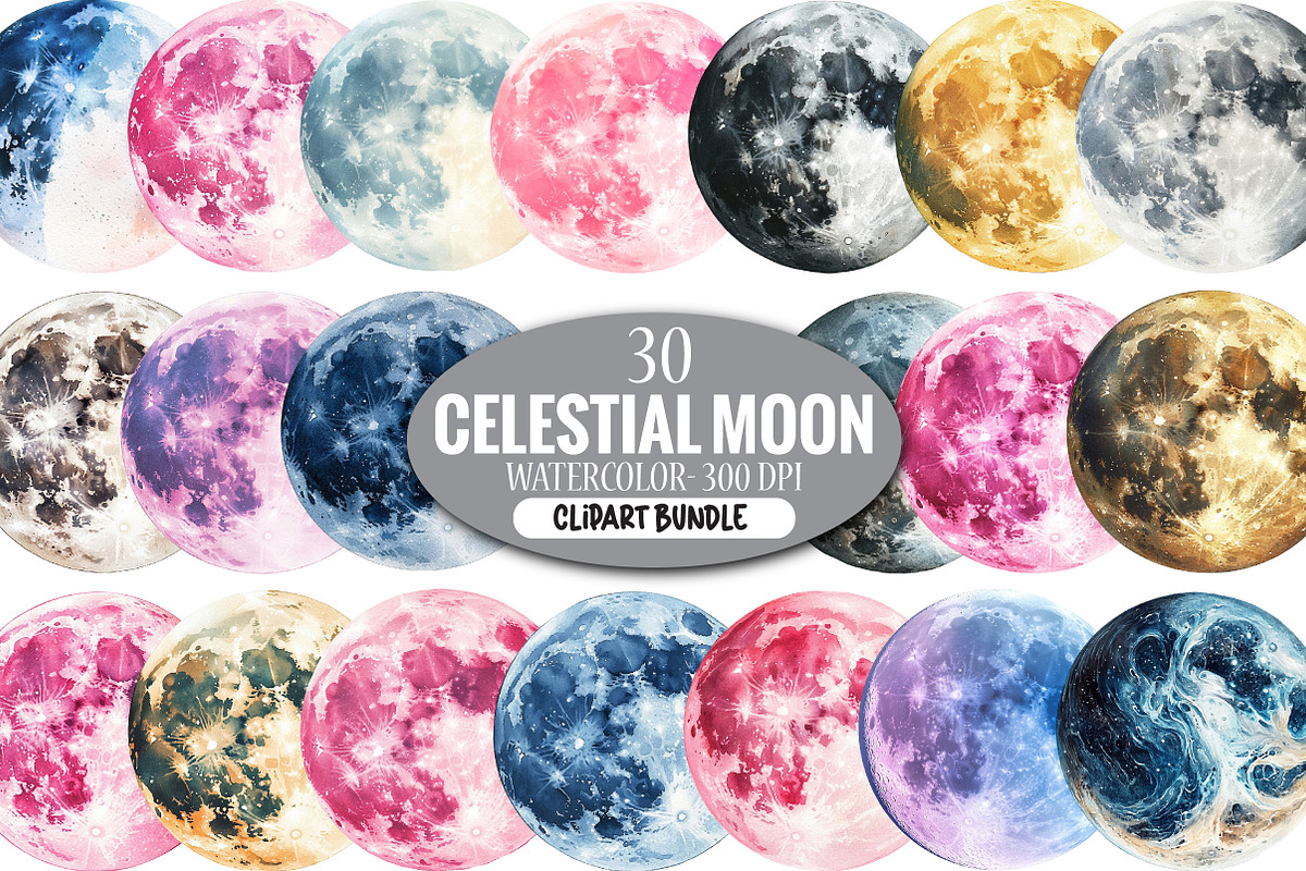 Celestial Moon Clipart Bundle, an Illustration by Pixels.Craft (Photo 1 of 6)