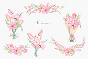 Pink Tulip Watercolor Clip Art, an Illustration by Daryartsy (Thumbnail 4 of 6)
