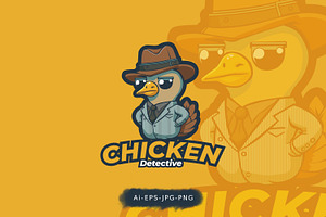 Chicken Detective Mascot Logo, a Templates & Theme by Thirtypath Studio