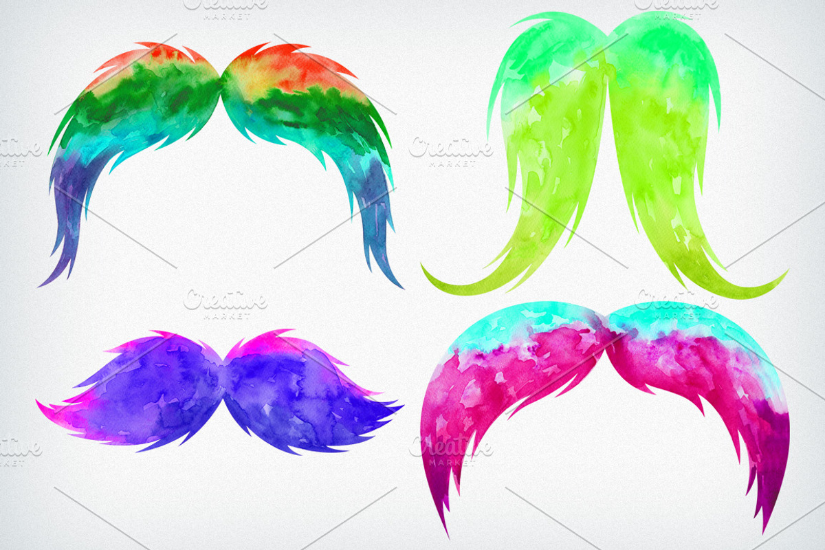 Watercolor Mustache Clip Art, a Decorative Illustration by Mgd.Design (Photo 2 of 3)