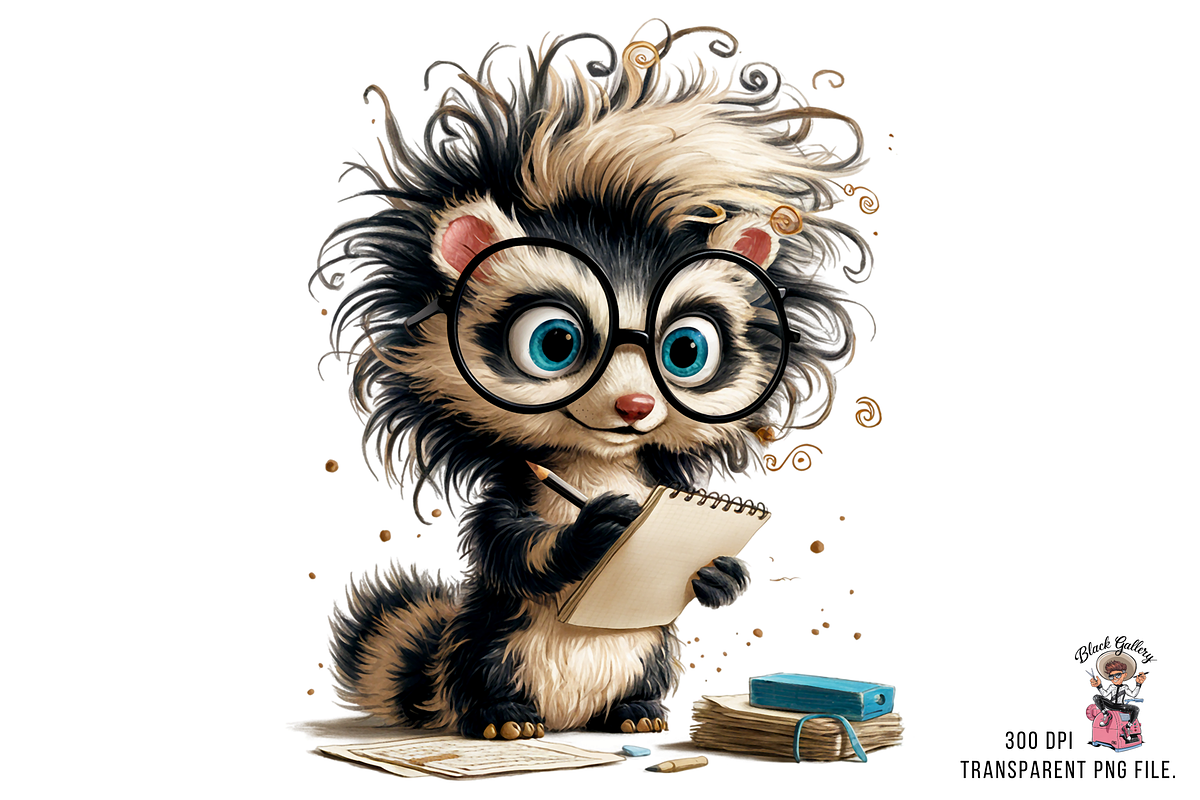 Cute Ferret with Books PNG Bundle, a Graphic by Clipart Bloom (Photo 4 of 12)
