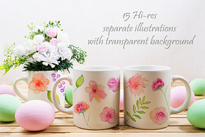 Watercolor Flowers Clipart