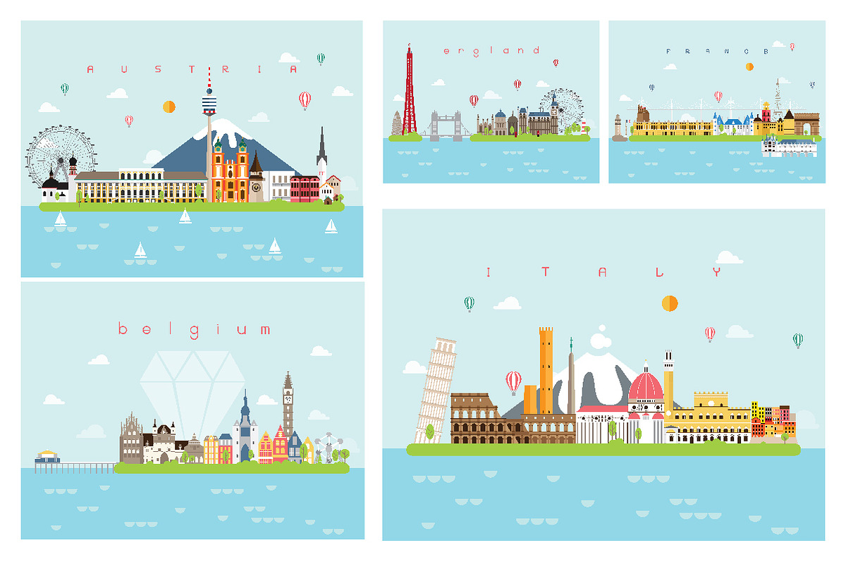Landmarks Travel and Journey Vector, an Illustration by Noree (Photo 1 of 7)