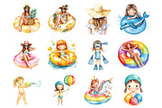 Girls Pool Party, an Illustration by Design Market (Thumbnail 3 of 3)