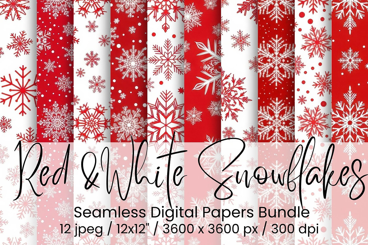 Red & White Snowflakes, an Illustration by Mashimara (Photo 1 of 5)