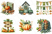 Green Gingham Autumn Clipart, an Illustration by DreamPrint404 (Thumbnail 2 of 6)