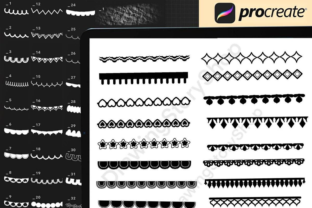 Procreate Scalloped Edge & Paper, a Brush Add-On by DrawingStoryShop (Photo 4 of 6)
