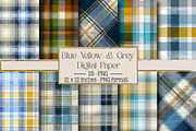 Blue Yellow and Grey Plaid, a Texture Illustration by DreamPrint404 (Thumbnail 1 of 4)