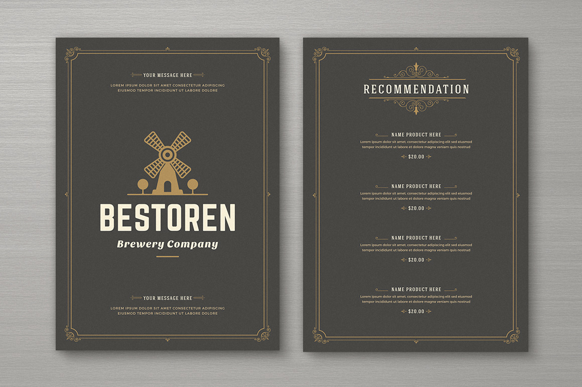Restaurant Menu with Logo Design, a Brochure Template by Vasya Kobelev