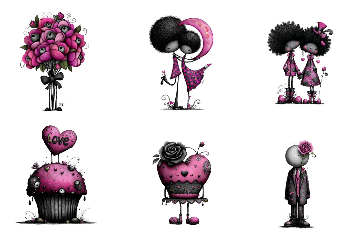 Whimsical black romance clipart, an Illustration by CreationArt (Photo 6 of 7)