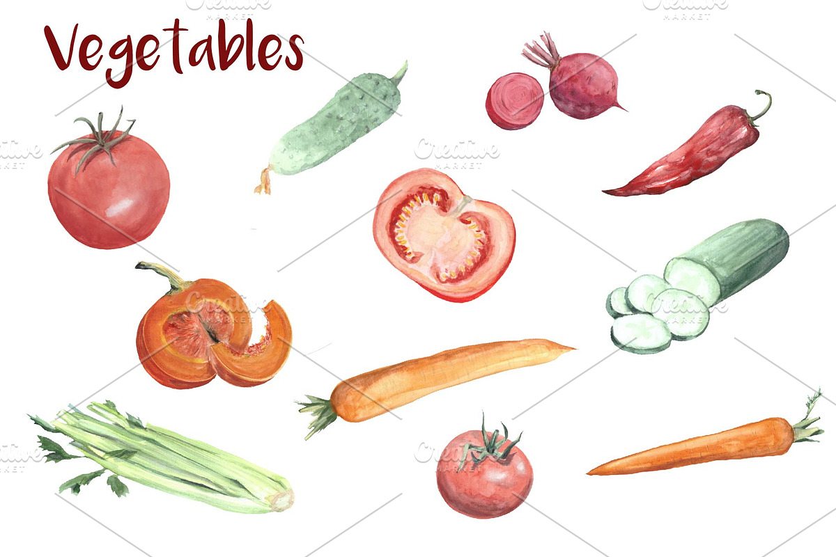 Watercolour Juice and Vegetable set, a Graphic by MumAndMe (Photo 3 of 4)