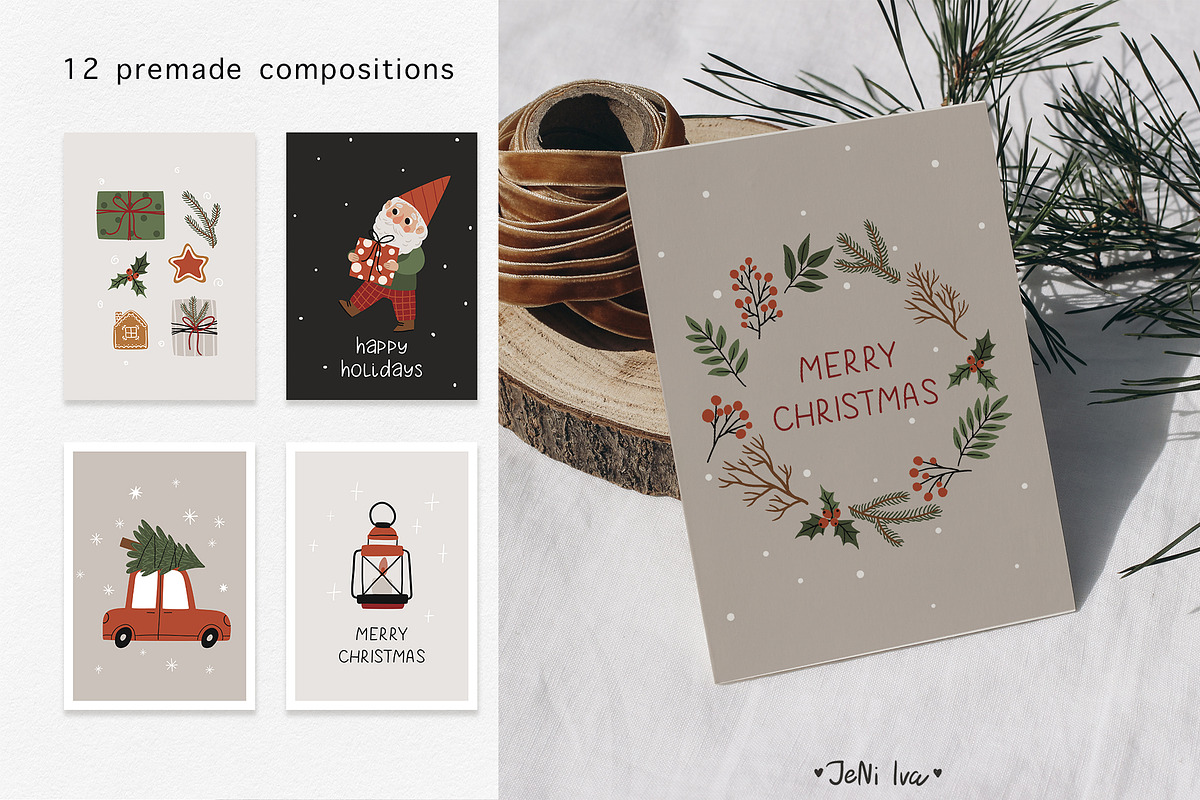 Christmas Gnomes & Holiday Clipart, a Decorative Illustration by Jenny Quince (Photo 4 of 11)