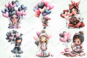 Whimsical Valentine Girl With Balloo, an Illustration by Creative Art (Thumbnail 2 of 9)
