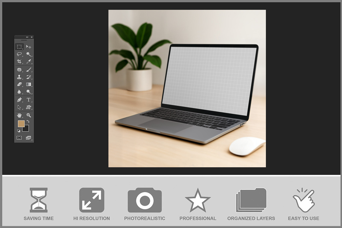 Laptop Mockup Clean Desk, a Mac Mockup by Bruno's Shop (Photo 2 of 3)