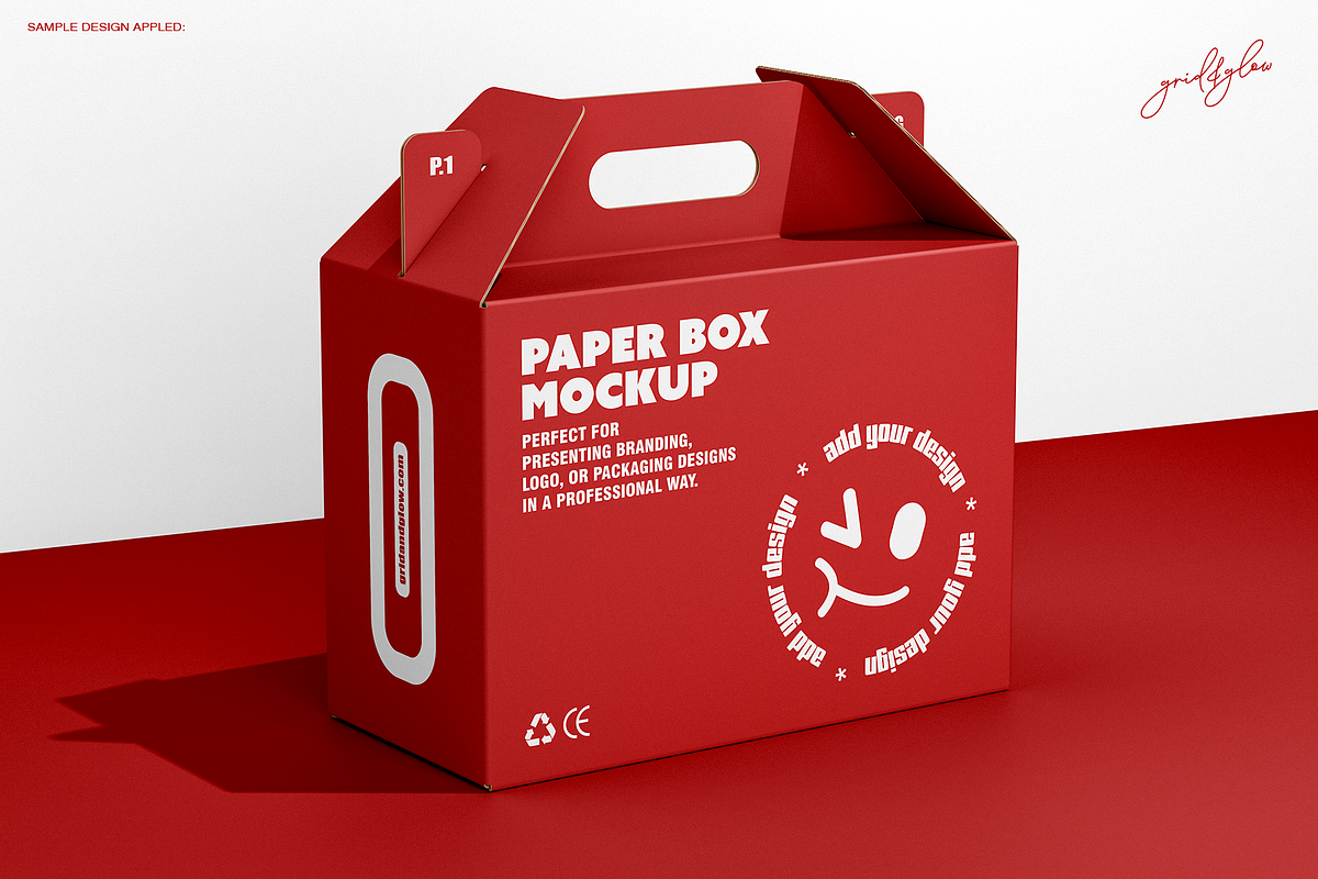 Box with Handle Mockup Set-1, a Packaging Mockup by Grid&Glow (Photo 3 of 6)