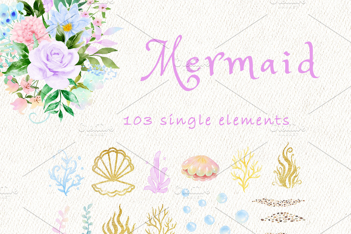 Mermaid baby clipart, an Animal Illustration by heyiamalice (Photo 7 of 13)