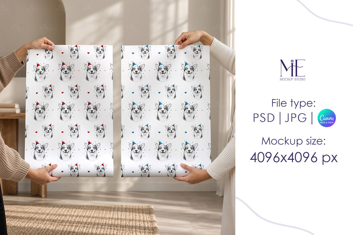Gift Wrapping Paper Mockup Wallpaper, a Packaging Mockup by Mie Mockup Studio (Photo 6 of 8)