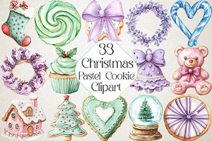 Christmas Pastel Cookie Clipart Bund, an Illustration by DreamPrint404