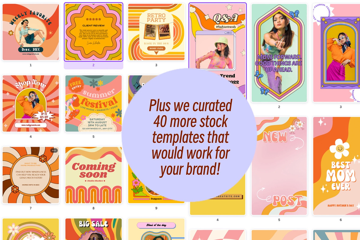Retro Rainbow Canva Templates for IG, a Social Media Template by Dear Darling Design (Photo 8 of 13)
