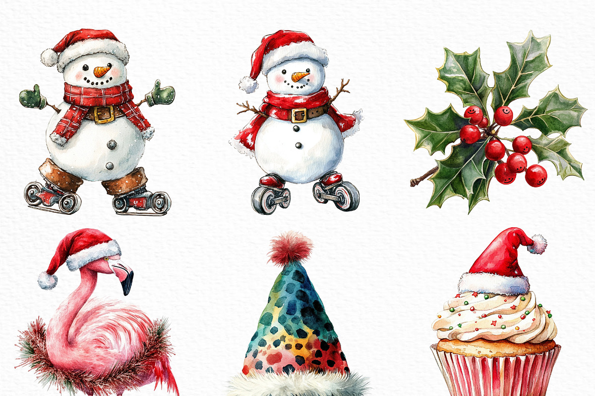 Cute Funky Christmas Clipart Bundle, an Illustration by Craft Nest (Photo 3 of 6)