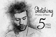 Pencil sketch photo effect, a Layer Style Add-On by Pixel Gallery (Thumbnail 1 of 5)