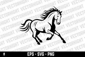 Illustration of a running horse, an Animal Illustration by Vectorhight