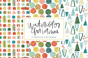 Watercolor Christmas Patterns