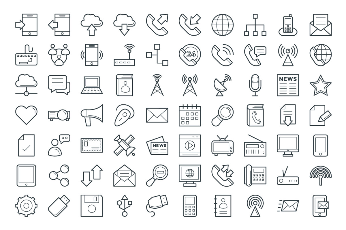 125 Communication Vector Icons, an Outline Icon by Vectors Market (Photo 2 of 3)