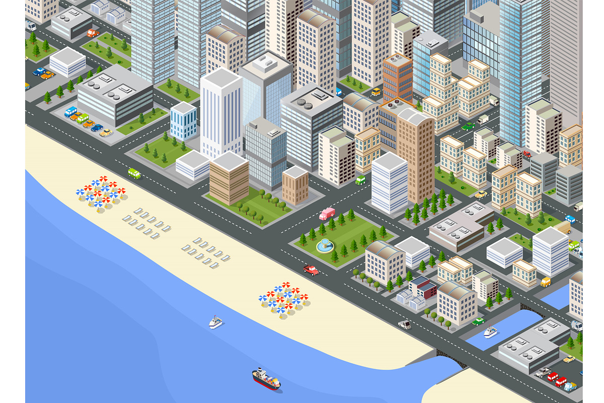 Illustration isometric large city, an Illustration by AlexZeL (Photo 1 of 5)